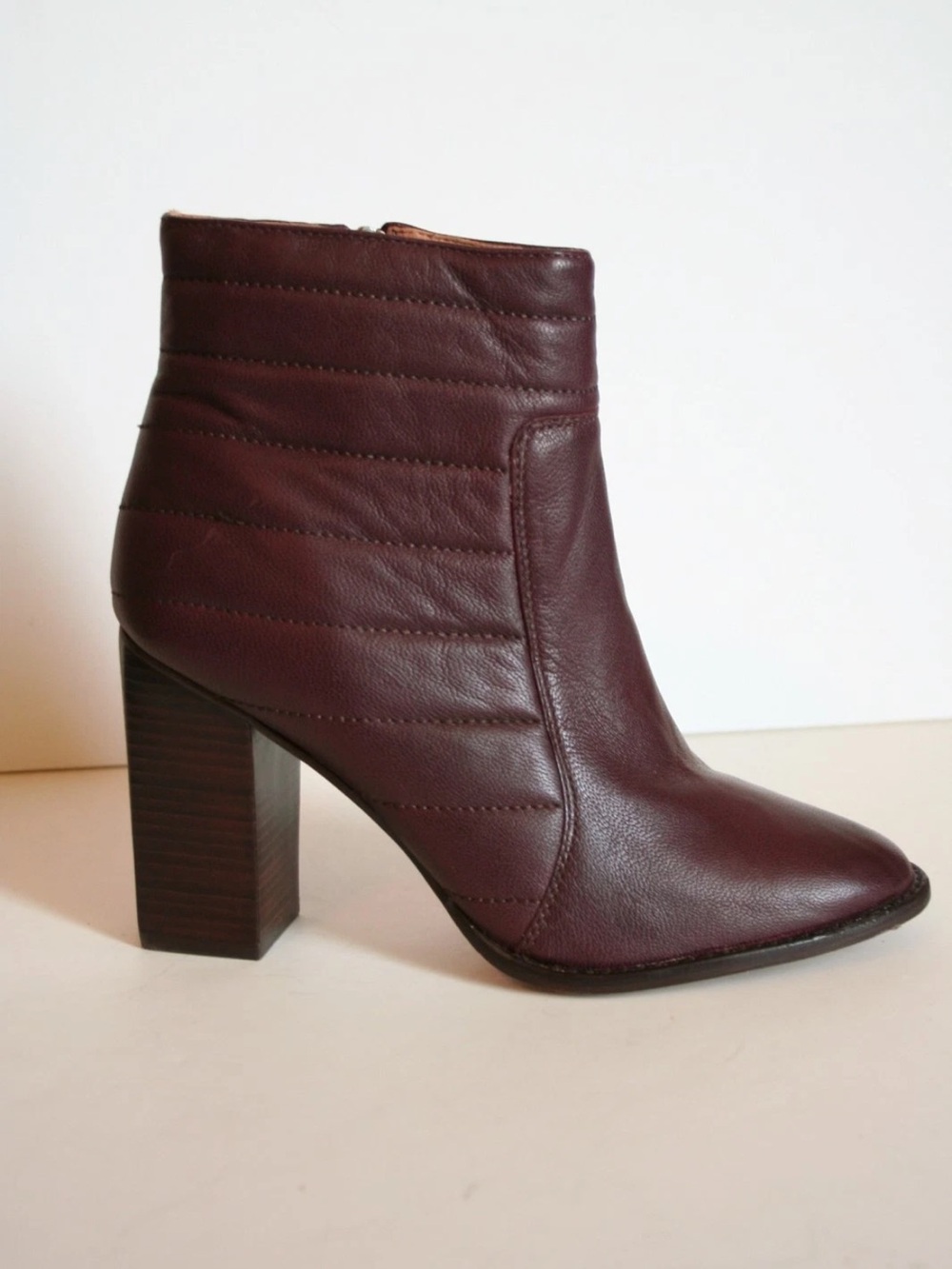 Madewell Quilted Burgundy Leather Lindley Heeled Boot Sz 9.5 🧡🎀